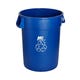 M2 32 Gallon Recycling Blue Round Waste Receptacle