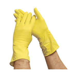 Reusable Household Rubber Gloves, 16mil, Yellow