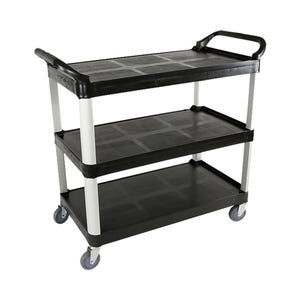3 Shelf Large Black Utility Cart (400lb Capacity)
