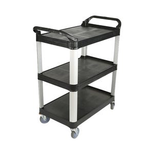 3 Shelf Small Black Utility Cart (400lb Capacity)
