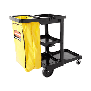 Rubbermaid Cleaning Cart w/3 Shelves and Zippered Vinyl Bag